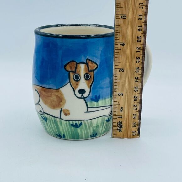 Adorable Karen Donleavy Jack Russel Terrier Hand Painted Ceramic Coffee Tea Mug - Picture 7 of 8